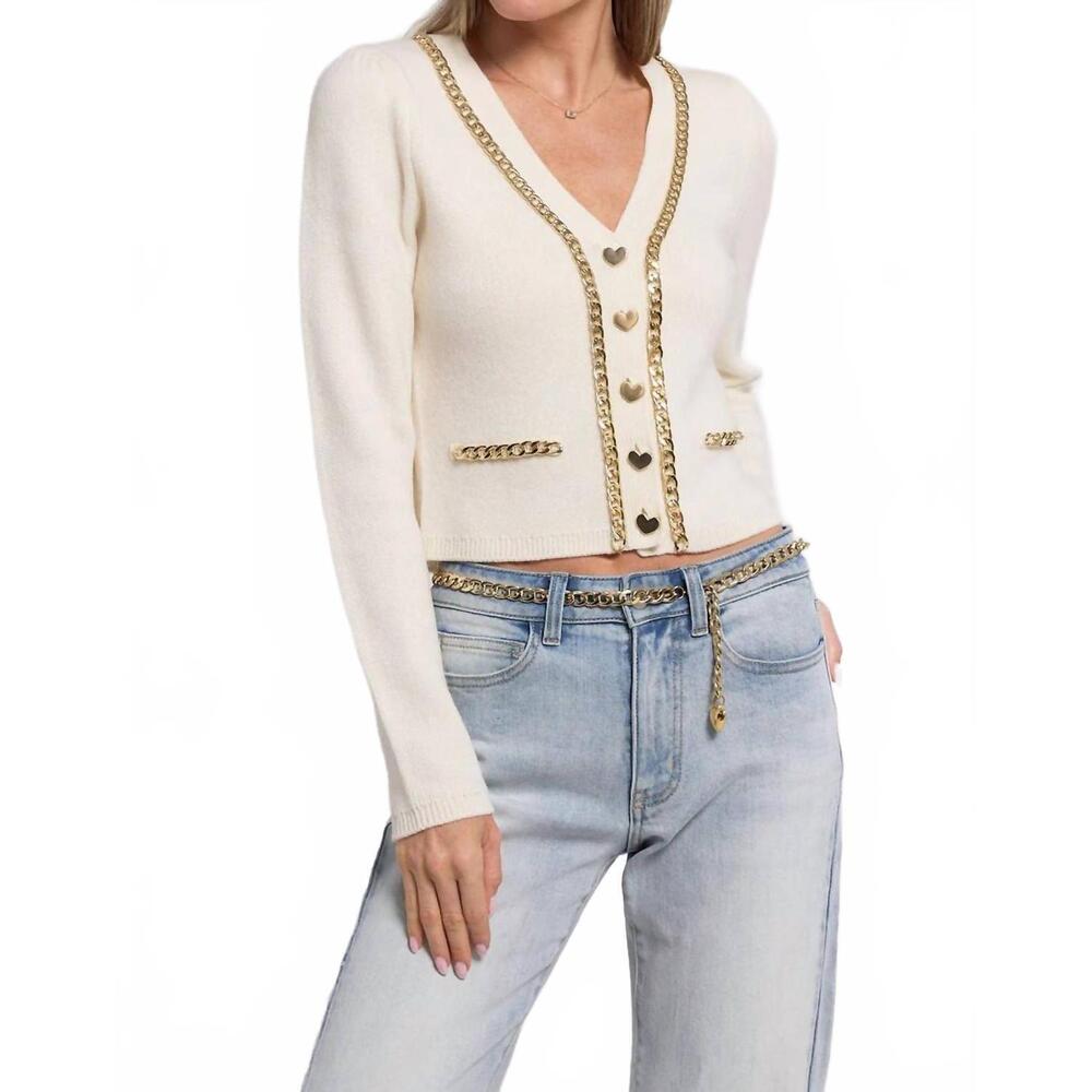 NEW GENERATION LOVE amor chain cardigan in cream